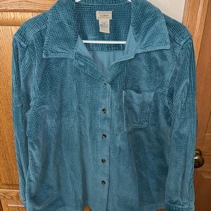 L.L. Bean Teal Corduroy Button-Up Shirt